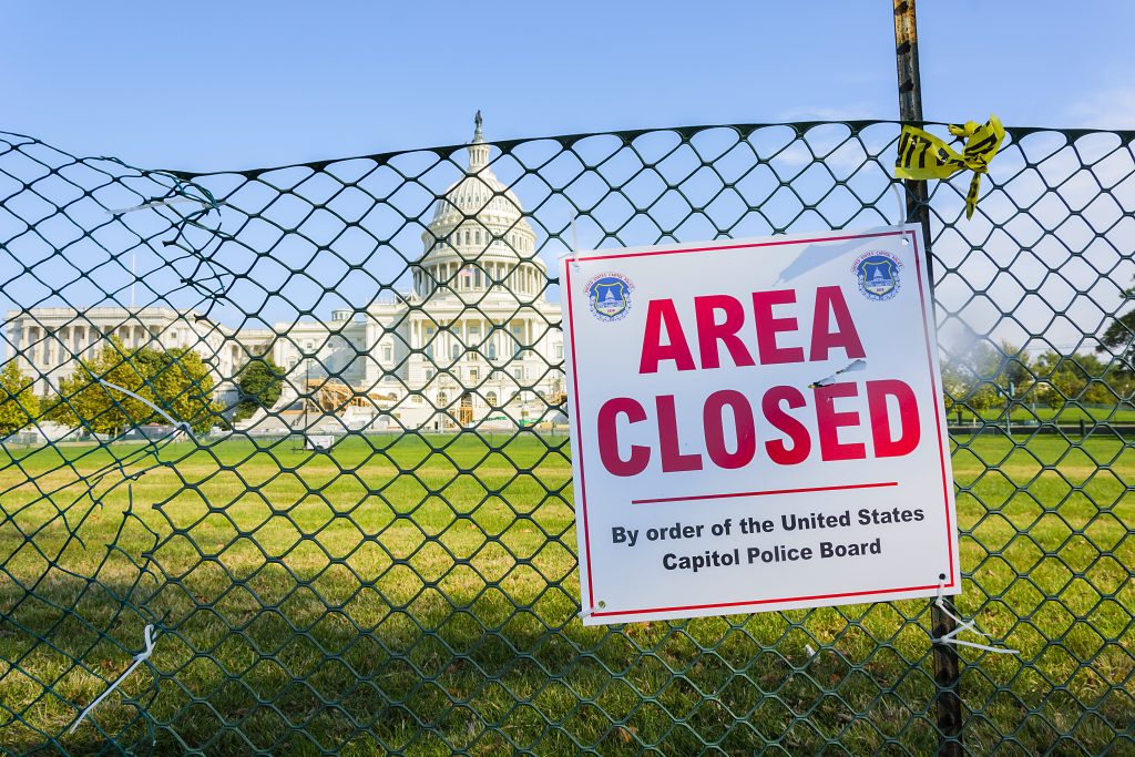 Closed area. Police Board. Closed in USA.