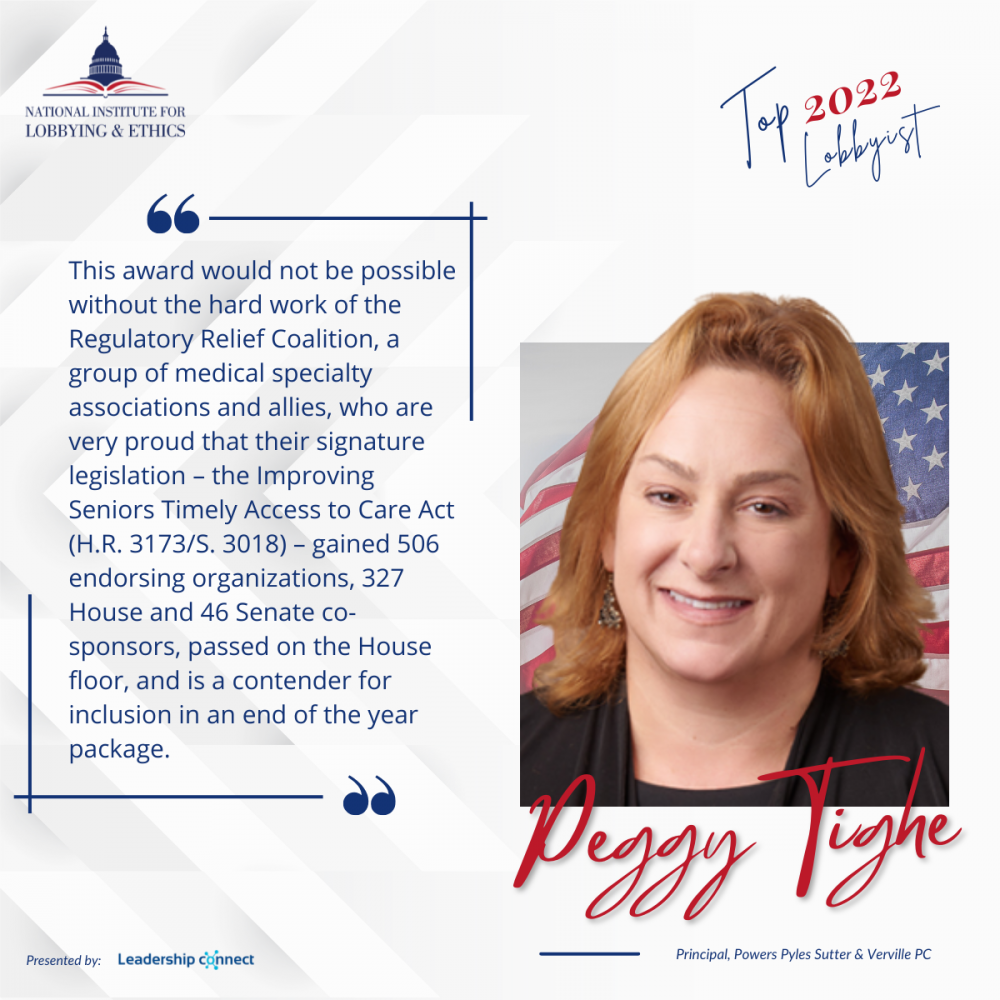 Peggy Tighe Named 2022 Top Lobbyist Powers Pyles Sutter and Verville PC Peggy Tighe Named 2022 Top Lobbyist Powers Pyles Sutter and Verville PC