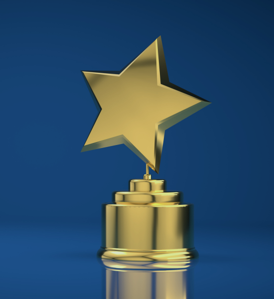 Star trophy with a blue background