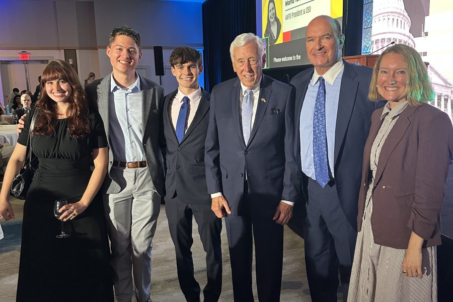 From Left to Right: Zoe Murray, Powers Legislative Project Assistant; Elijah Brummond, NAAOP 2026 Breece Fellow; Emilio Hooper-Erades, Powers Summer Legislative Intern; Congressman Steny H. Hoyer; Peter Thomas, Powers Managing Partner; Ashlie White, AOPA Senior Director of External Affairs